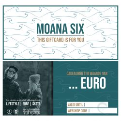 giftcard moana six, cadeaubon moana six, cadeaubon surfshop, cadeaubon