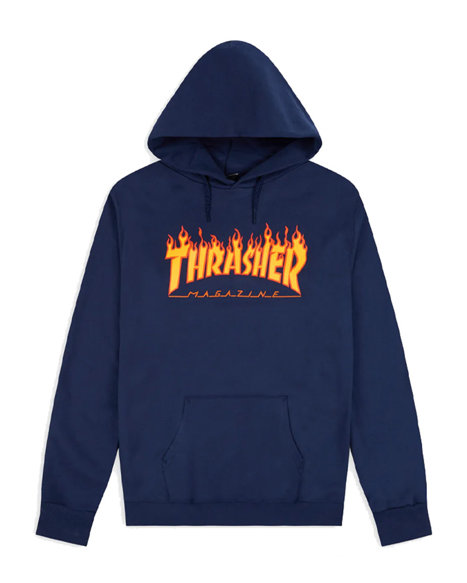 Thrasher flame hoody navy