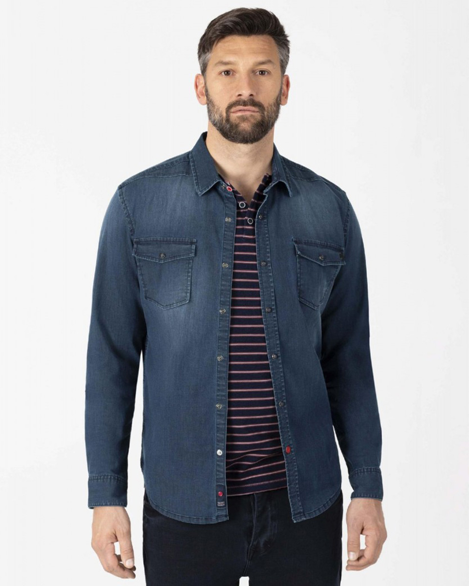 Timezone stretch denim shirt light indigo