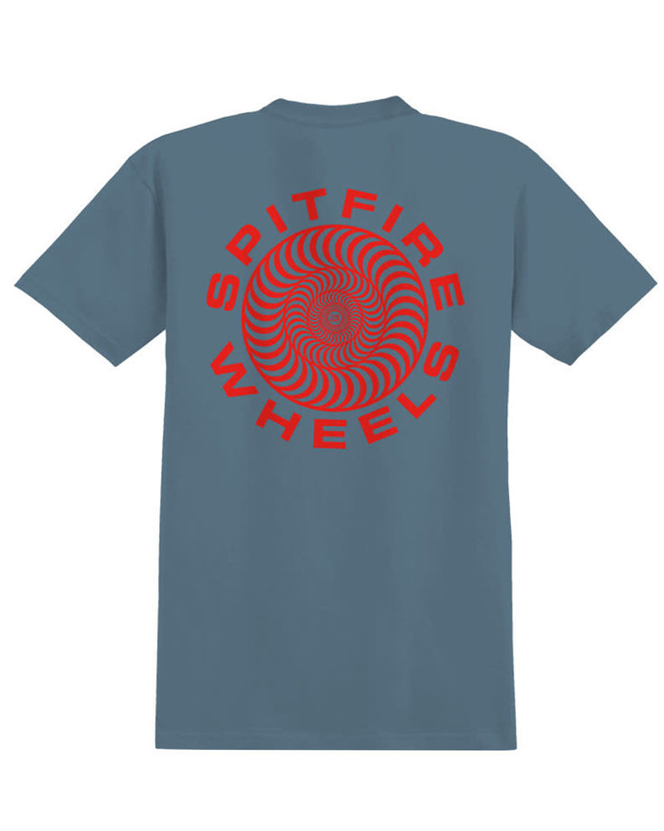 Spitfire 87′ swirl T-shirt Slate blue/red