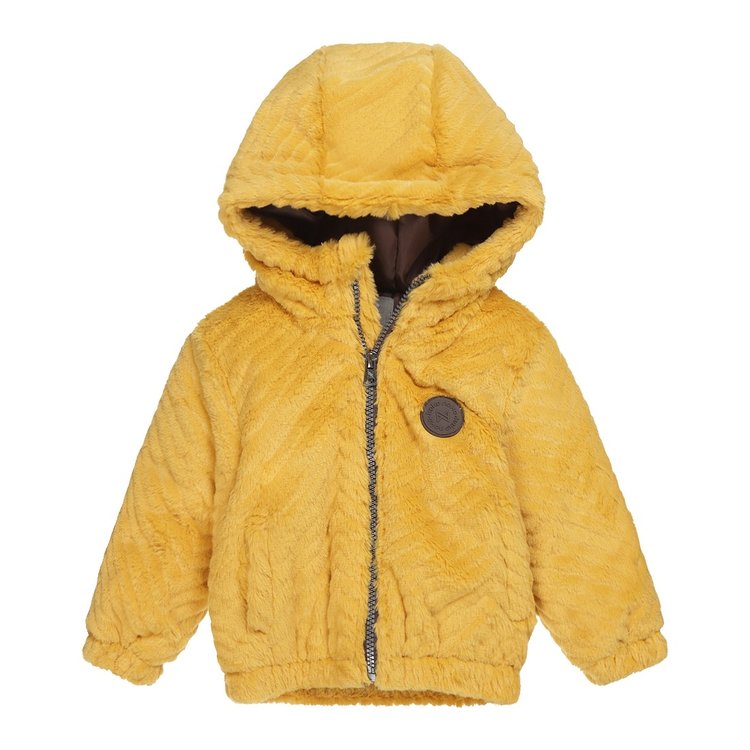 Koko Noko meisjes winterjas capuchon fake fur okergeel laatste maat 98