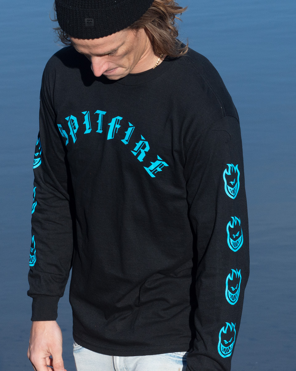 Spitfire old bighead Longsleeve black neon blue