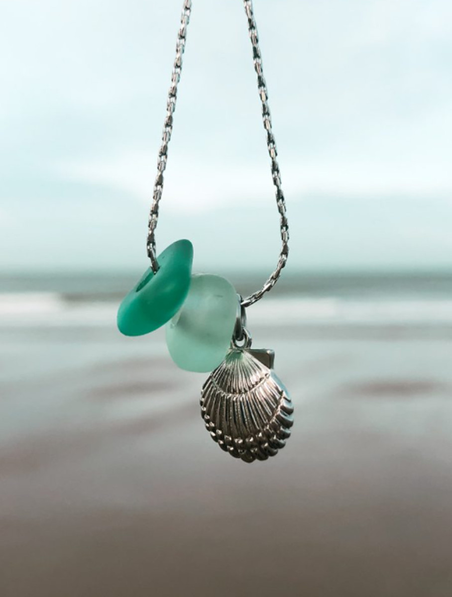 Schelp – zeeglas ketting Laguna Treasures (goud of zilver)