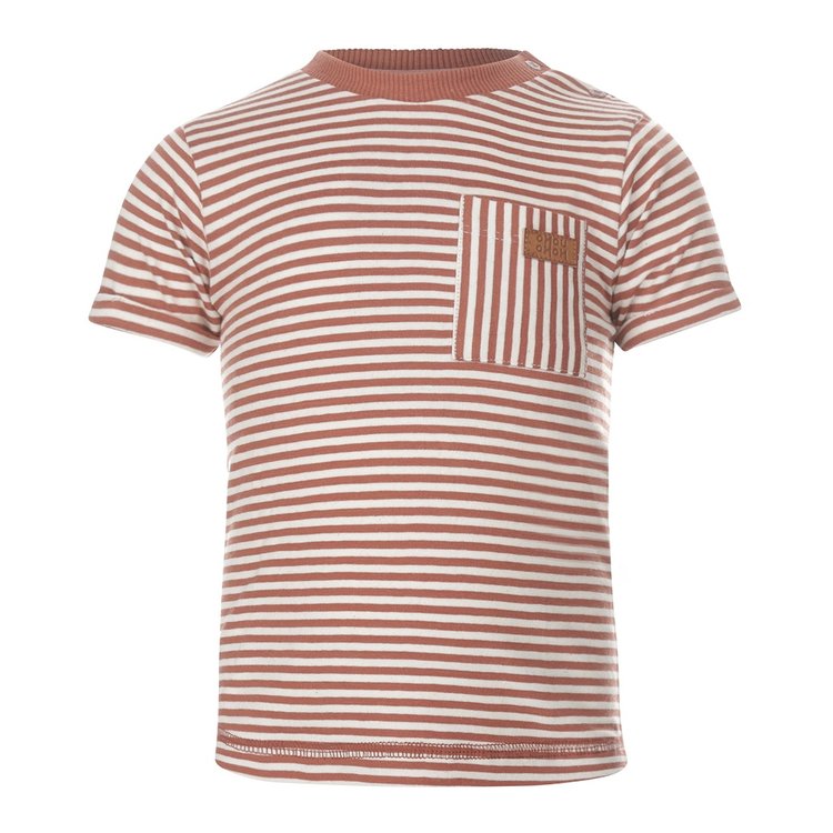 Koko Noko Jongens T-shirt Wit Roestbruin Gestreept (92 – 140)