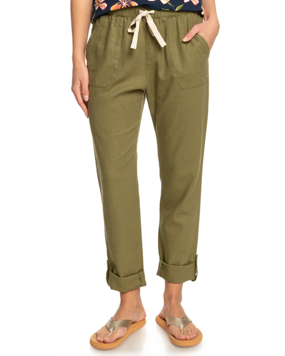 Roxy on the seashore linnen pant olive