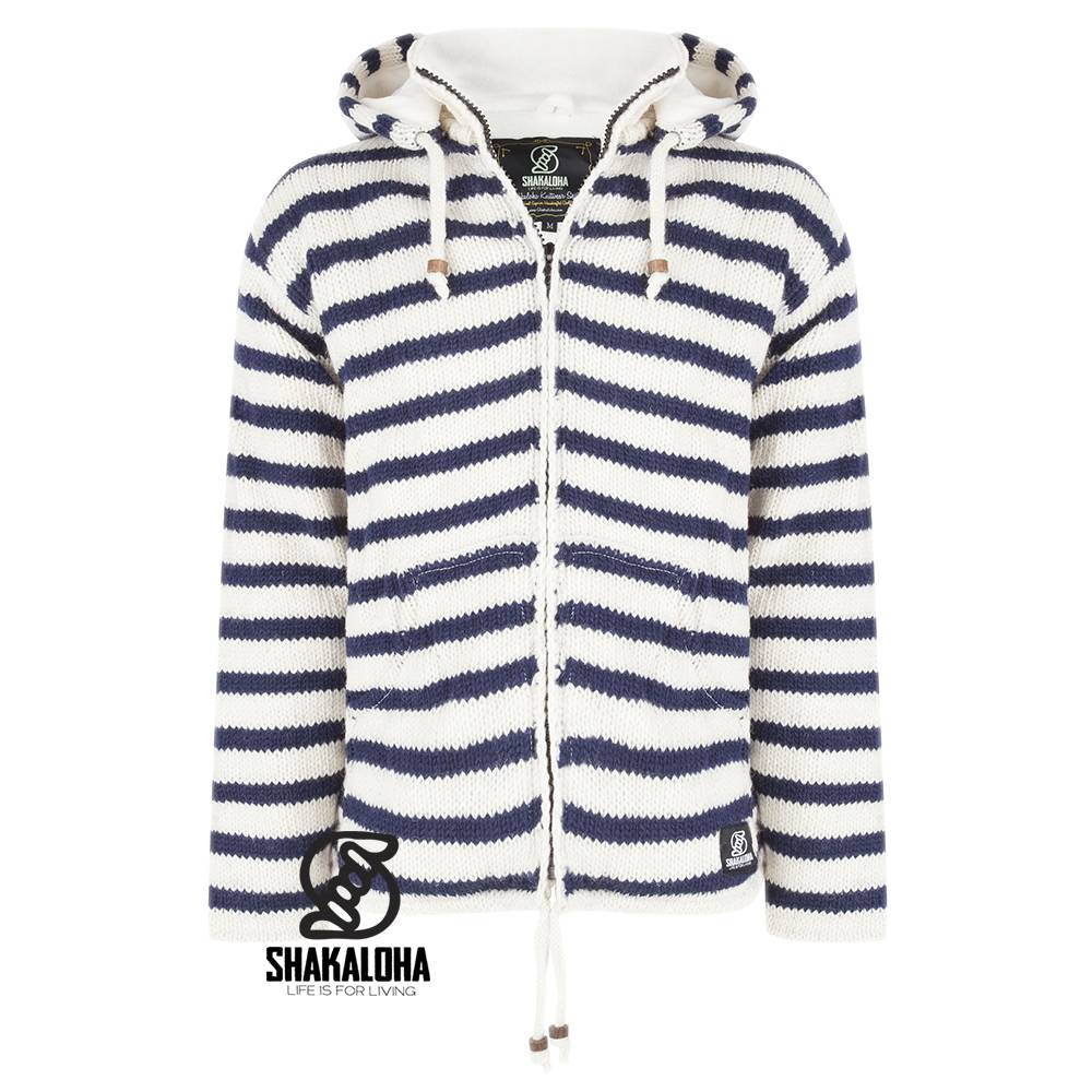 Shakaloha Split zip hood white navy ( Small )