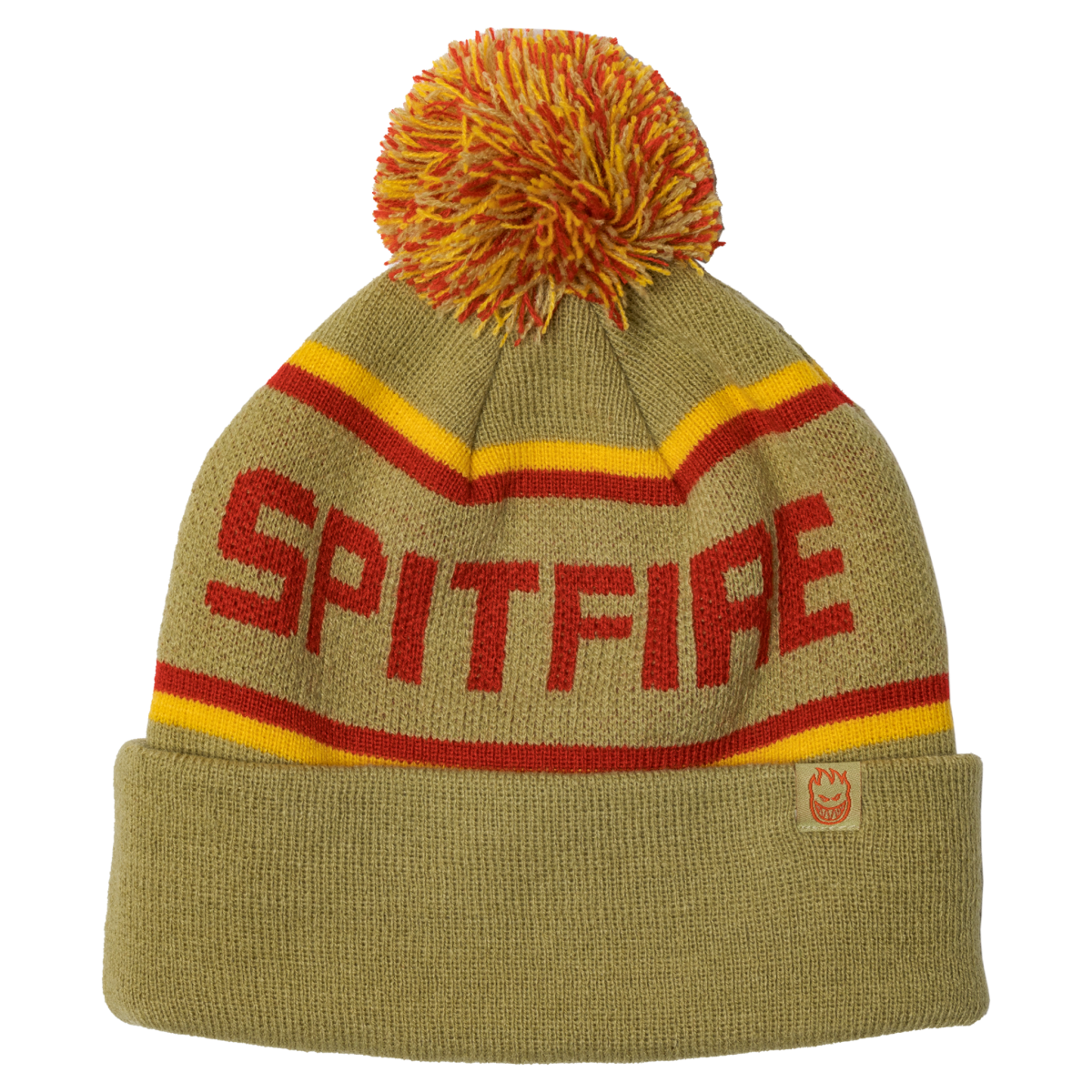 Spitfire Pom pom beanie tan gold red