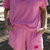 Rising sun terry towel short pink cloud