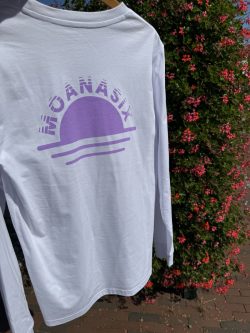 Rising sun longsleeve white | lila (unisex) - Afbeelding 3