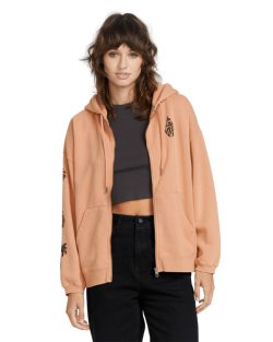 VOLCOM STONE ART UP ZIP FLEECE SAND BROWN