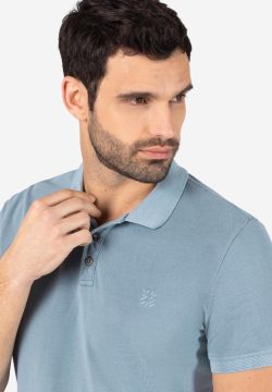 Timezone Garment Dye Poloshirt washed dove blue - Afbeelding 2