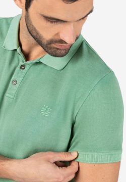 Timezone Garment Dye Poloshirt washed light green - Afbeelding 3
