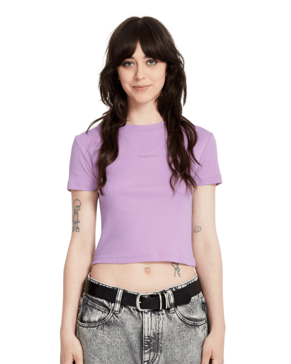 VOLCOM STONE TIGHT CROP S/S TEE IRIS PURPLE