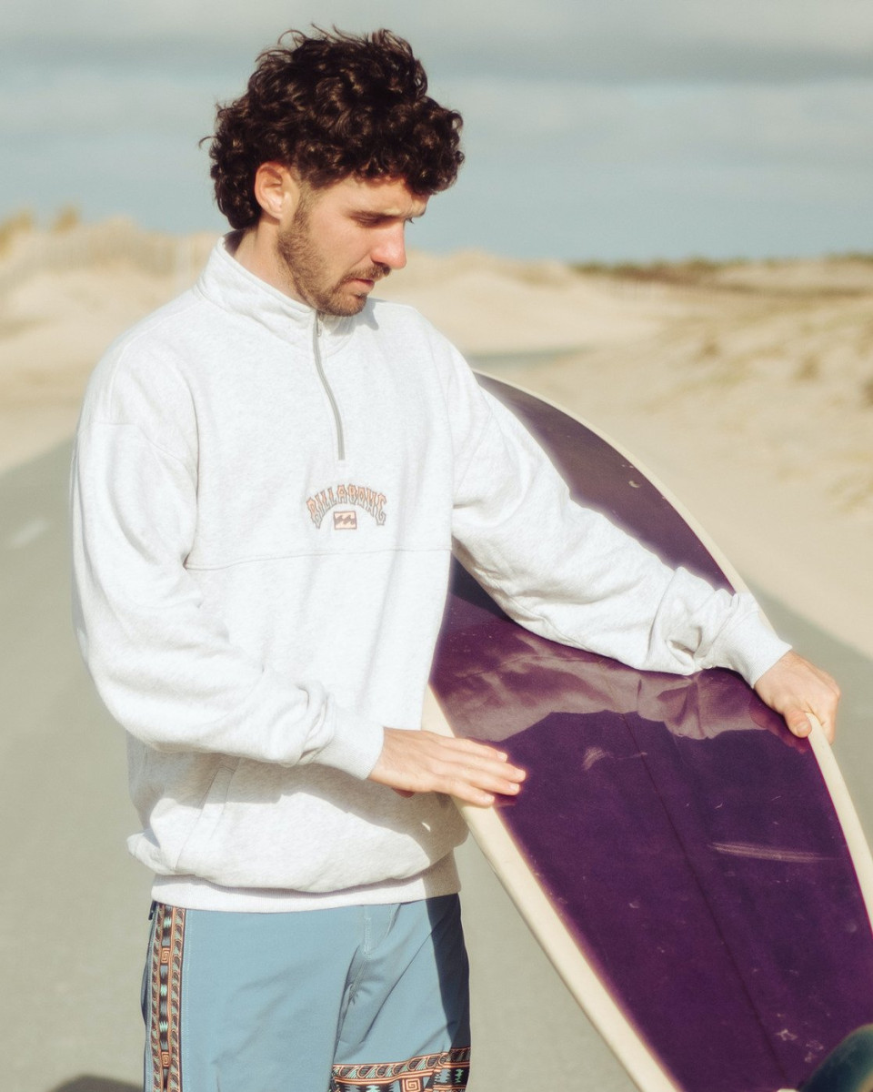 BILLABONG BURLEIGH HALF ZIP LIGHT GREY HEATHER