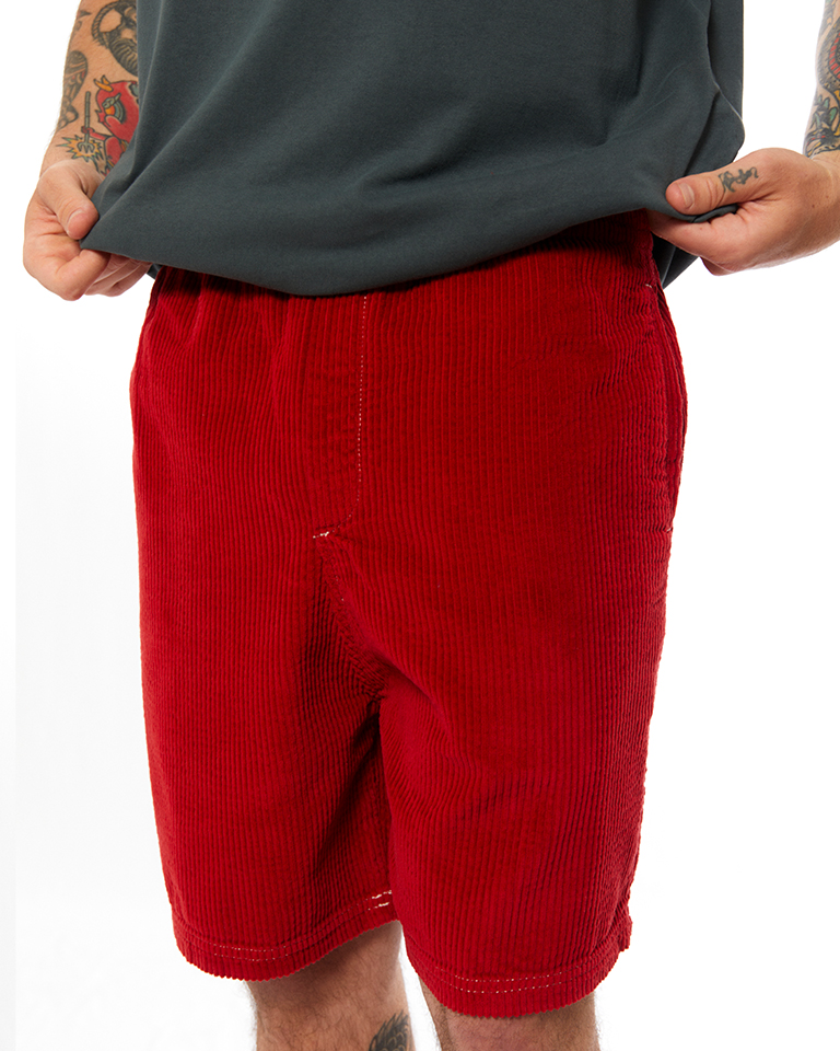 PUKAS Walkshort Corduroy Contrast TURBO RED