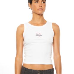 PUKAS Wmn rib tank Love WHITE