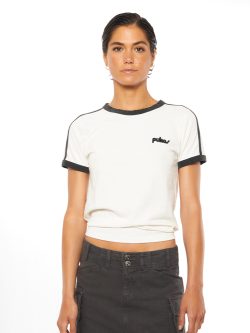 PUKAS Wmn tee Pukas 80´S Contrast Bands WHITE