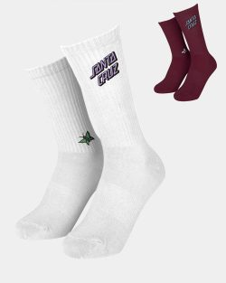Santa Cruz Women Flutter Flash Socks (2 Pack) White/Sangria