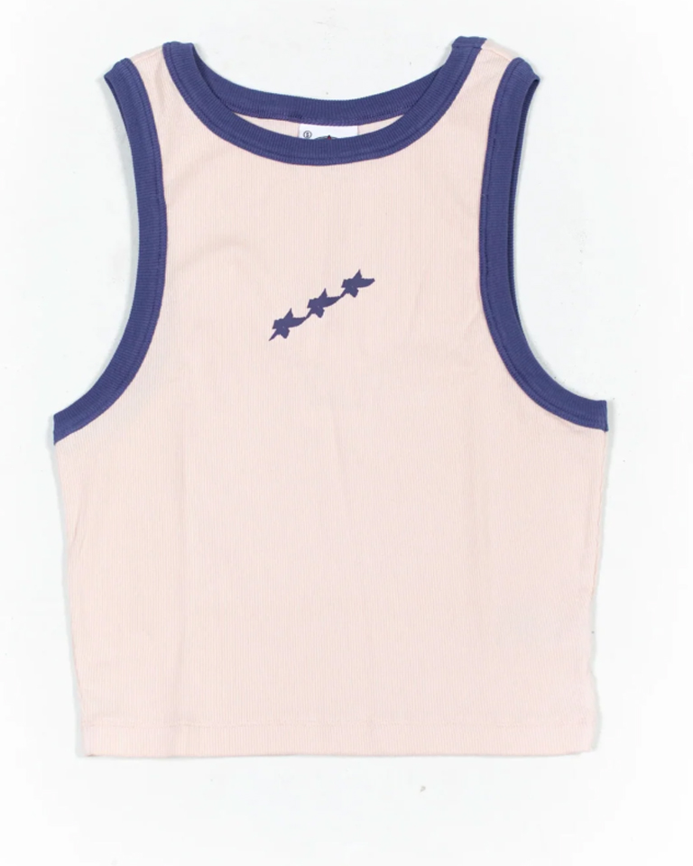 PUKAS Wmn rib tank 3 Stars WASHED ROSE
