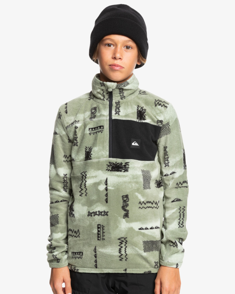 QUIKSILVER AKER HZ YOUTH FLEECE SHADOW CHECKS DESERT SAGE
