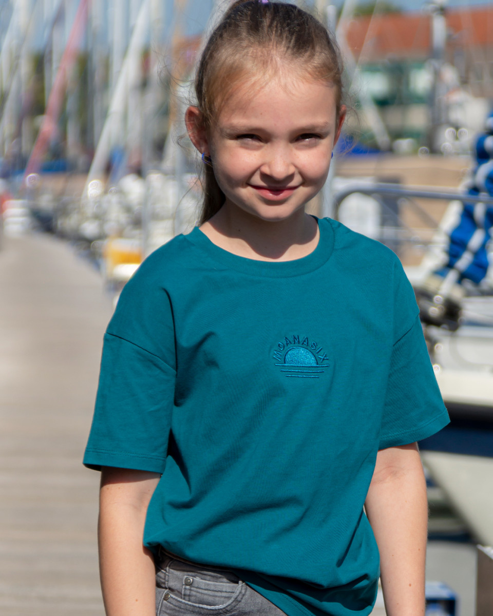 Rising sun kids tee teal