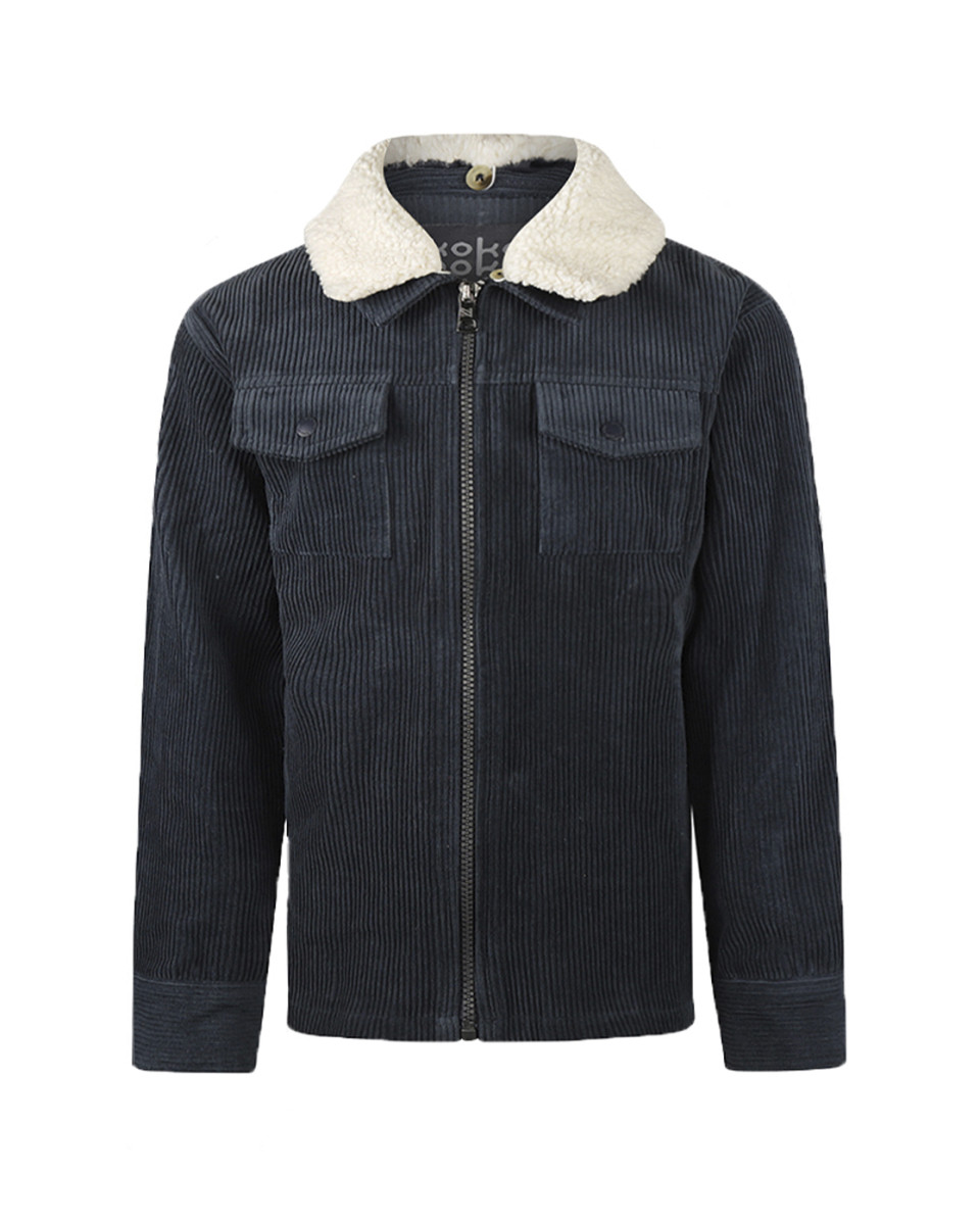 Koko Noko corduroy blouse met kraagje steel blue