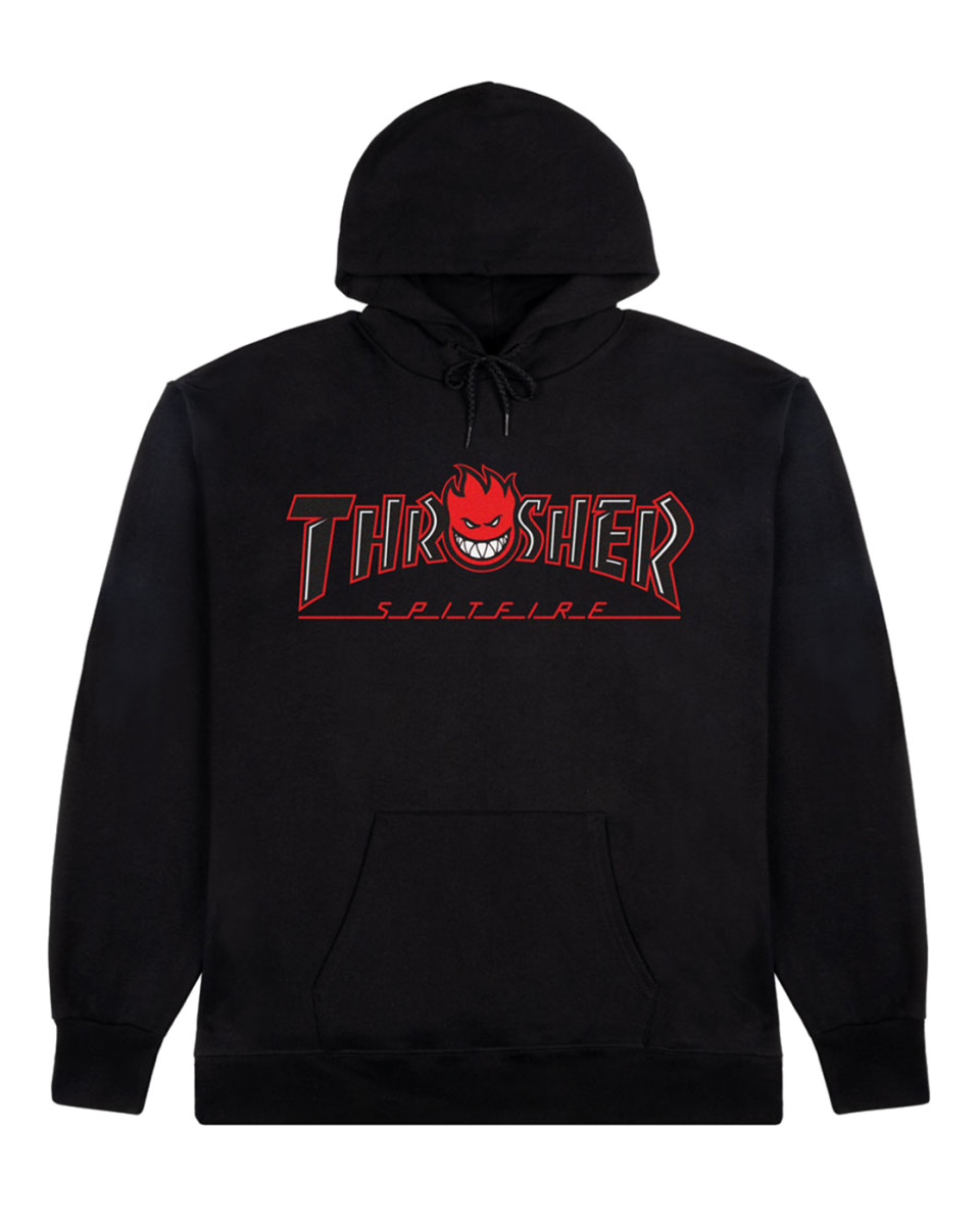 THRASHER X SPITFIRE BIG HEAD OUTLINE HOODIE BLACK