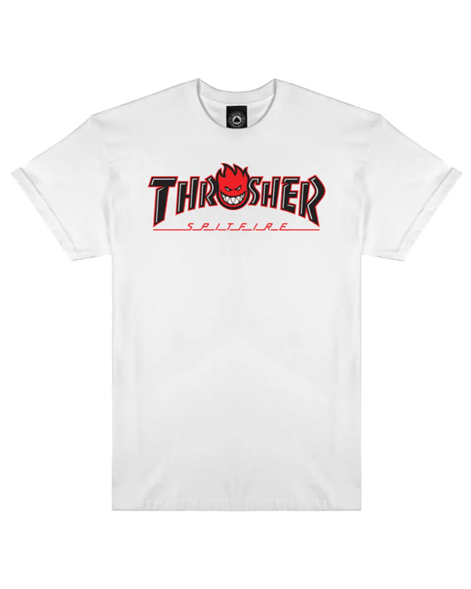 THRASHER X SPITFIRE BIG HEAD OUTLINE T-SHIRT WHITE