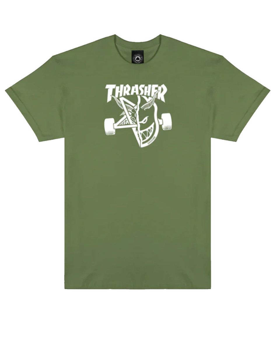 THRASHER X SPITFIRE THRASH & BURN T-SHIRT MILITARY GREEN