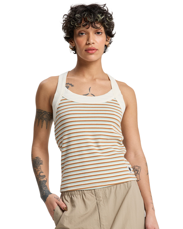 QUIKSILVER RIZA STRIPED TANK TOBACCO RIZA STRIPE
