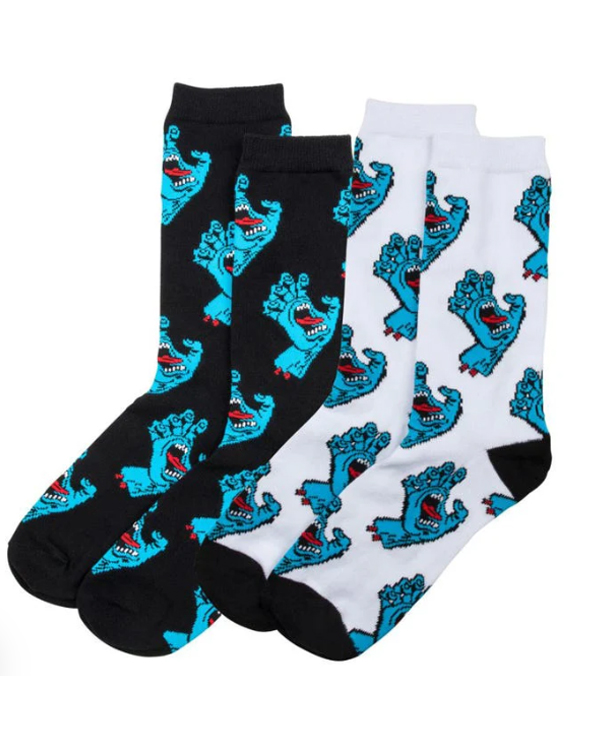 Santa Cruz Socks Youth Multi Hand 2pk black/white