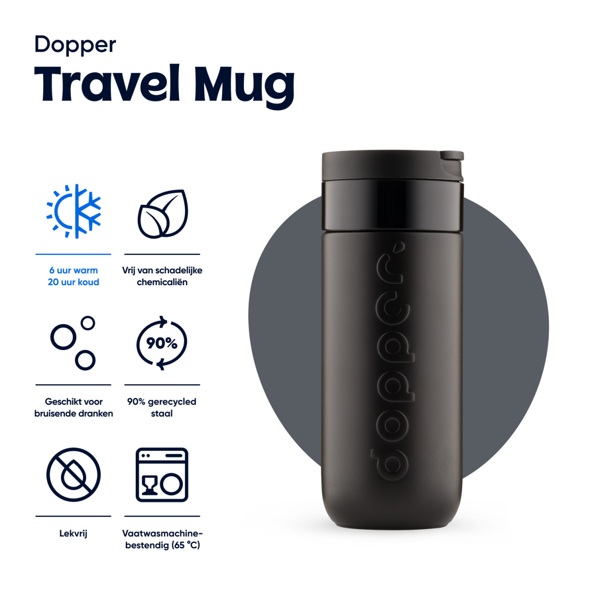 DOPPER TRAVEL MUG 300 ML BLAZING BLACK - Afbeelding 6