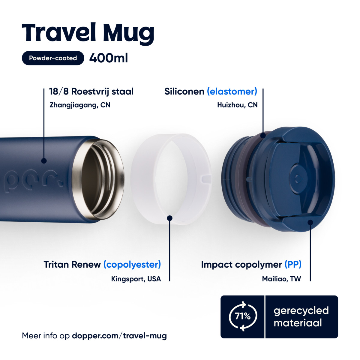 DOPPER TRAVEL MUG 300 ML BREAKER BLUE - Afbeelding 6