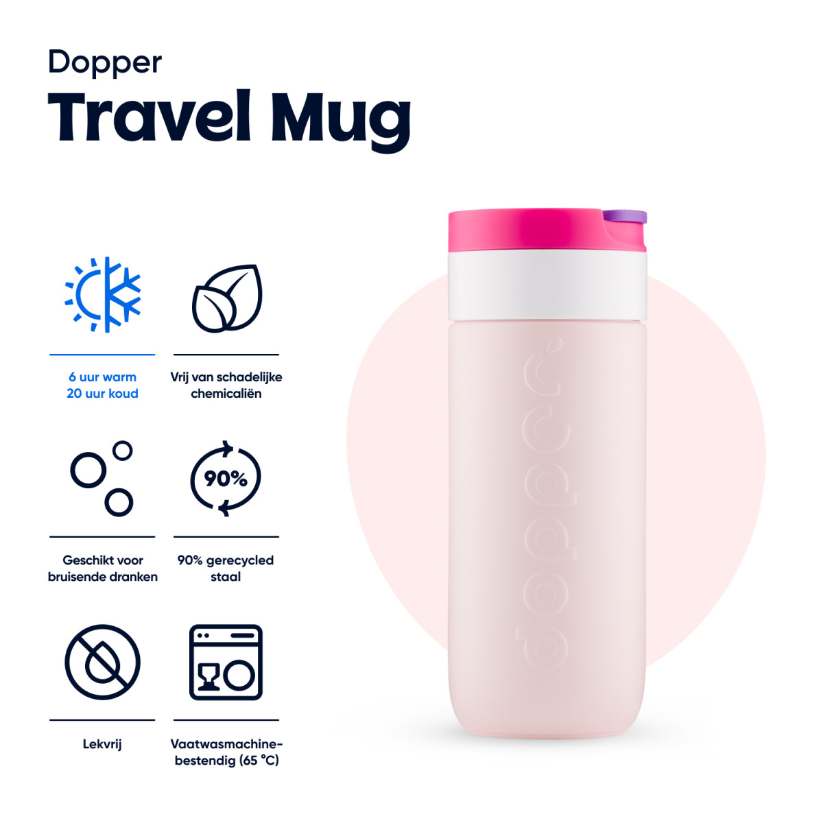DOPPER TRAVEL MUG 300 ML BERRY PINK - Afbeelding 6