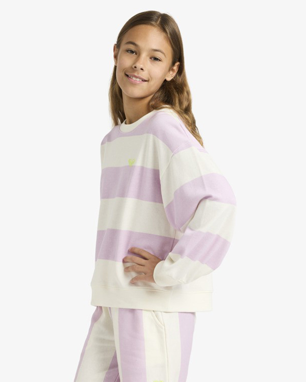 ROXY GIRLS LITTLE THINGS CREW CROCUS PETAL STRICTLY STRIPE