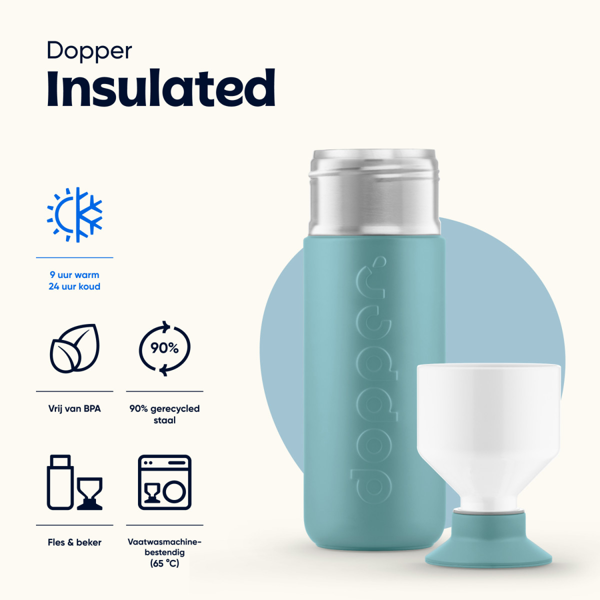 Dopper Insulated bottlenose blue 580ML - Afbeelding 2