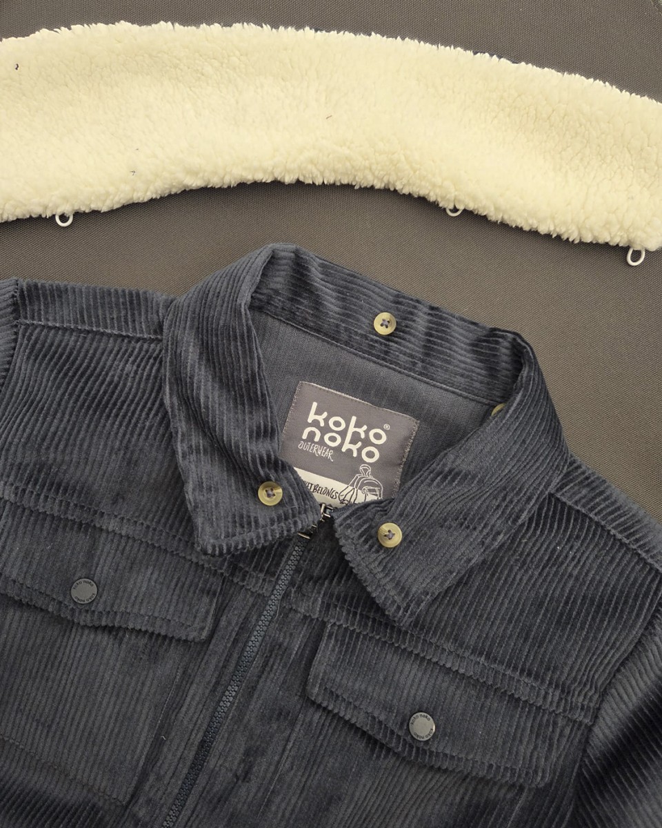 Koko Noko corduroy blouse met kraagje steel blue - Afbeelding 3