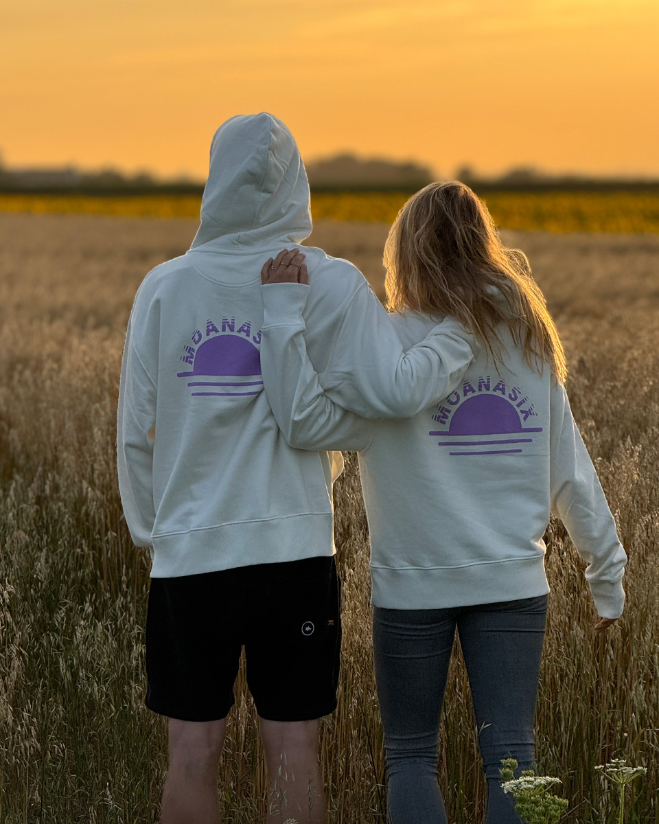 Moana Six Rising Sun hoodie white | lila (unisex)