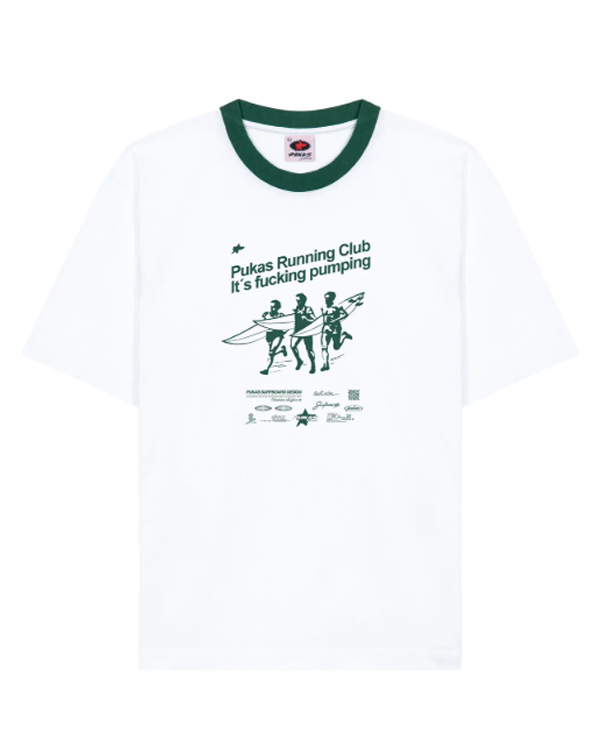 PUKAS SS TEE RUNNING CLUB CONTRAST COLLAR EVERGREEN
