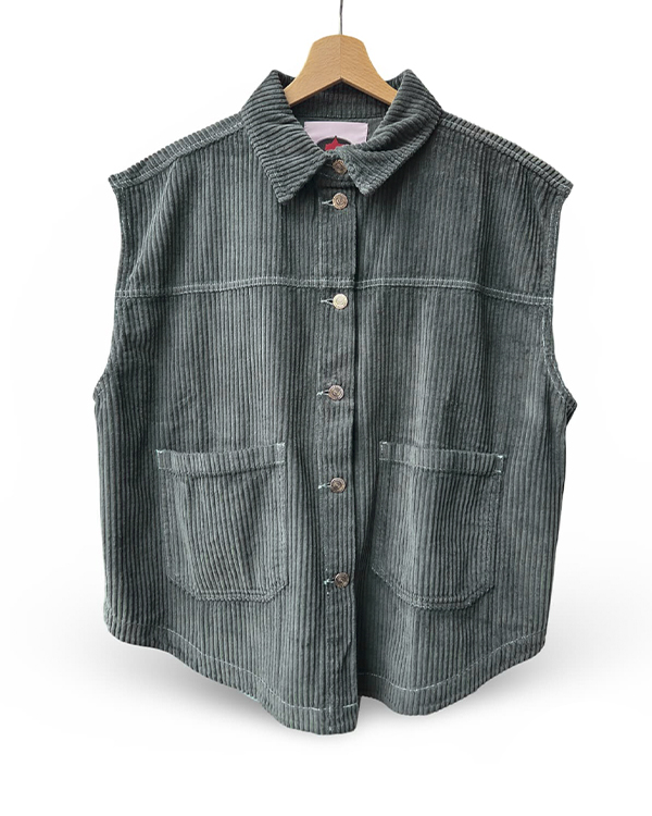 PUKAS WMN WAISTCOAT CORDUROY INDIO FOREST GREEN