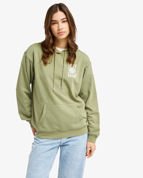 ROXY SURF STOKED HOODIE TERRY VINT OIL GREEN