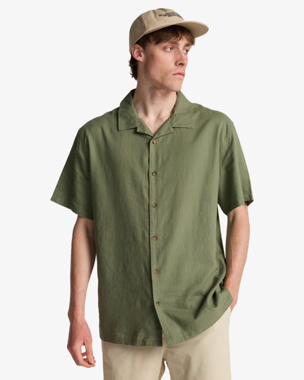 BILLABONG VACAY LINEN SS MOSS GREEN