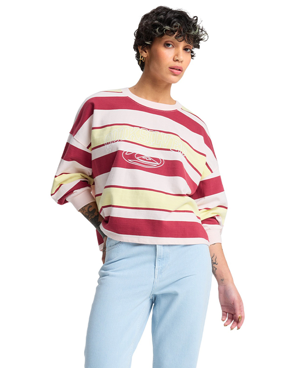 QUIKSILVER BRIGHT CREW BURNT RUSSET STRIPES QSW