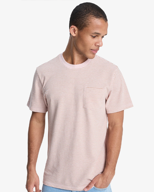 QUIKSILVER LOPAZ STRIPED SS POCKET ROSE WATER LOPAZ STRIPES
