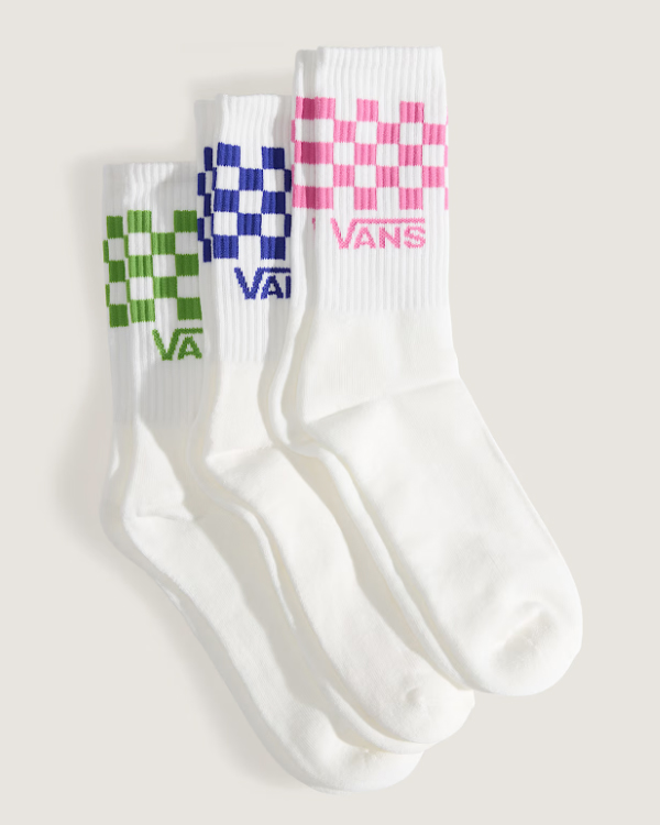VANS CLASSIC CHECK CREW SOCKS PINK FIZZ (3PACK)