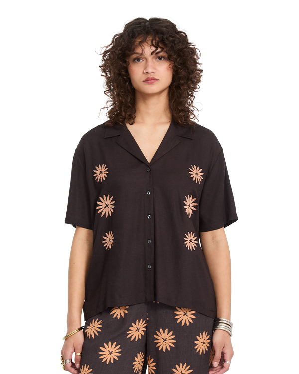VOLCOM EMB MIDNITE RAMBLE TOP VINTAGE BLACK