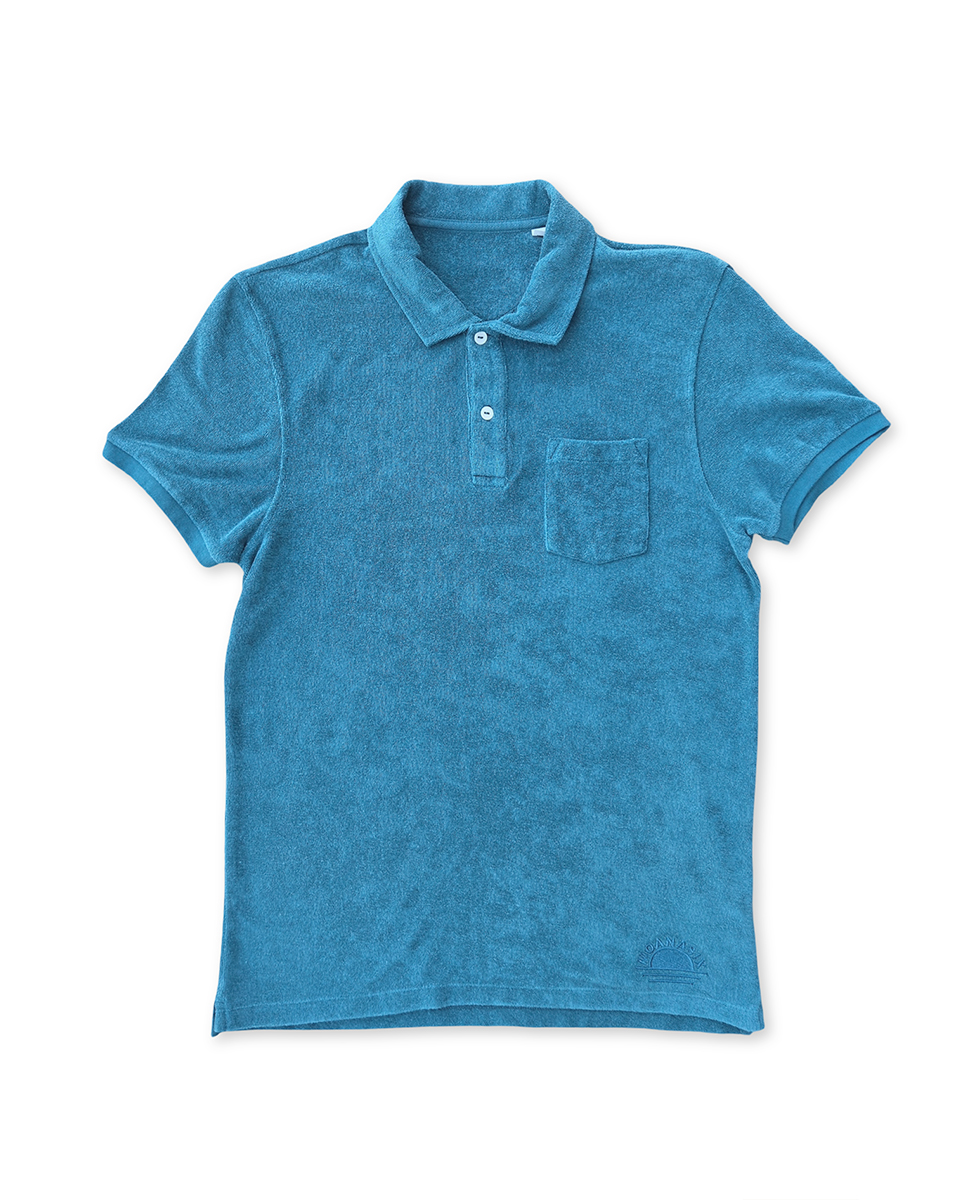 Moana Six Rising Sun terry towel polo teal